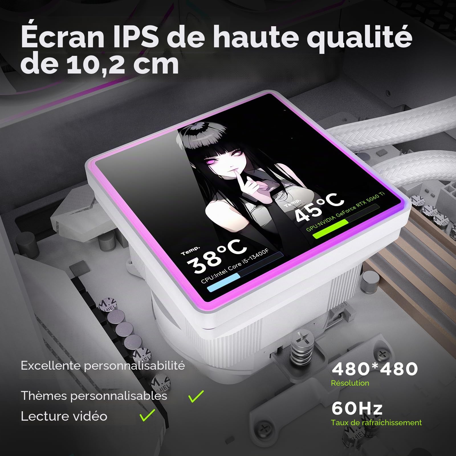 Jungle Leopard ProFlow SE Système de refroidissement à eau liquide ARGB AIO pour processeur ARGB Noir | Écran LCD de 10,2 cm | 320 W TDP | ARGB 1850 tr/min PWM | Pour Intel LGA1851/1700/1200/115X AMD