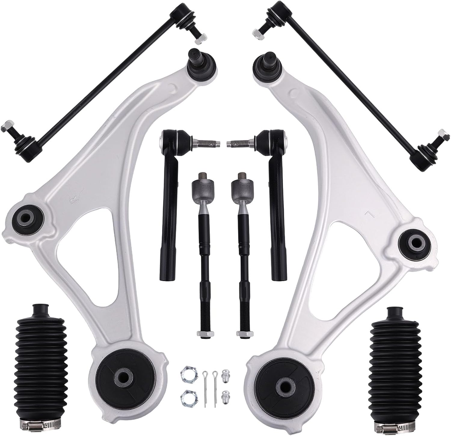 maXpeedingrods 10Pcs Front Suspension Kit for Nissan Altima 2013-2014, 2 Lower Control Arm with Ball Joint, 2 Sway Bar Link, 4 Inner Outer Tie Rod, 2 Boots, RK623474 RK623475