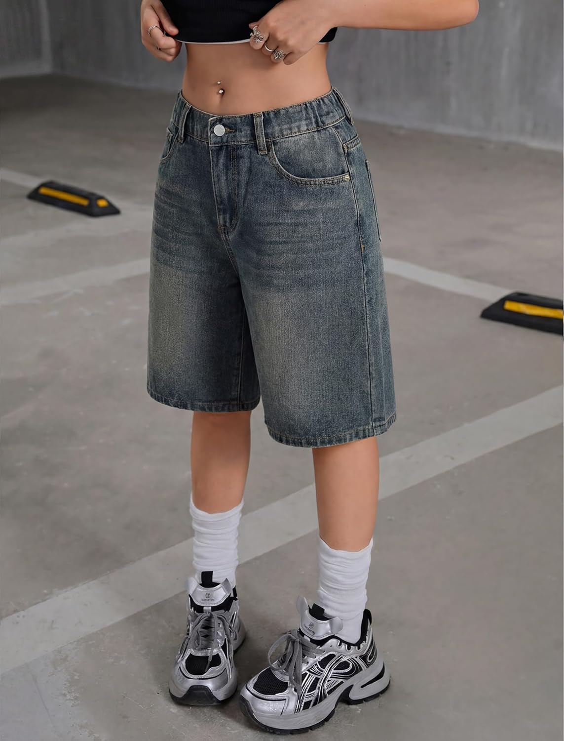 Girls Jean Shorts High Waisted Wide Leg Baggy Denim Shorts for Teen Trendy Y2k Vintage Bermuda Jorts 13-16Y