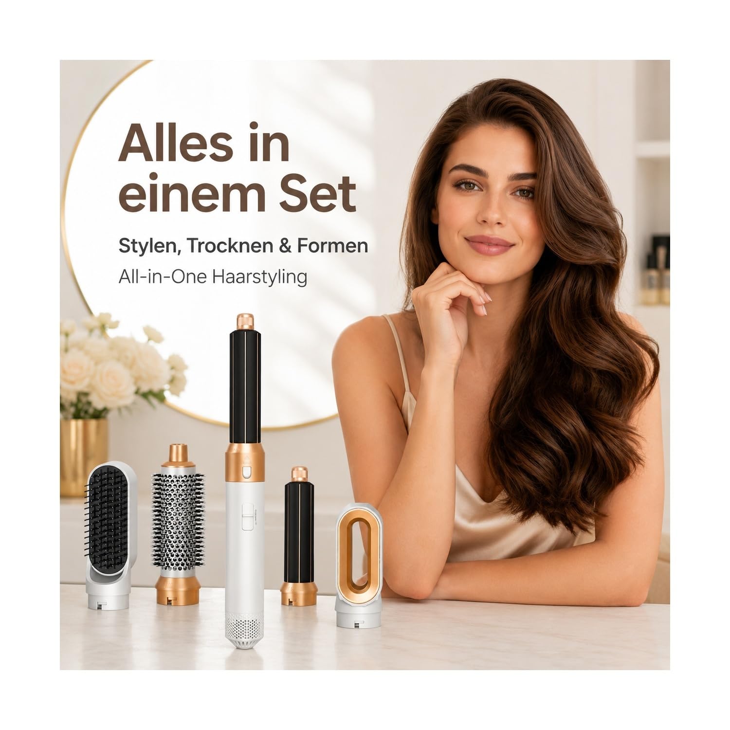 True Glow Whipl 5 in 1 Haarstyler Airstyler Warmluftbürste Locken Glätten Volumen Trocknen