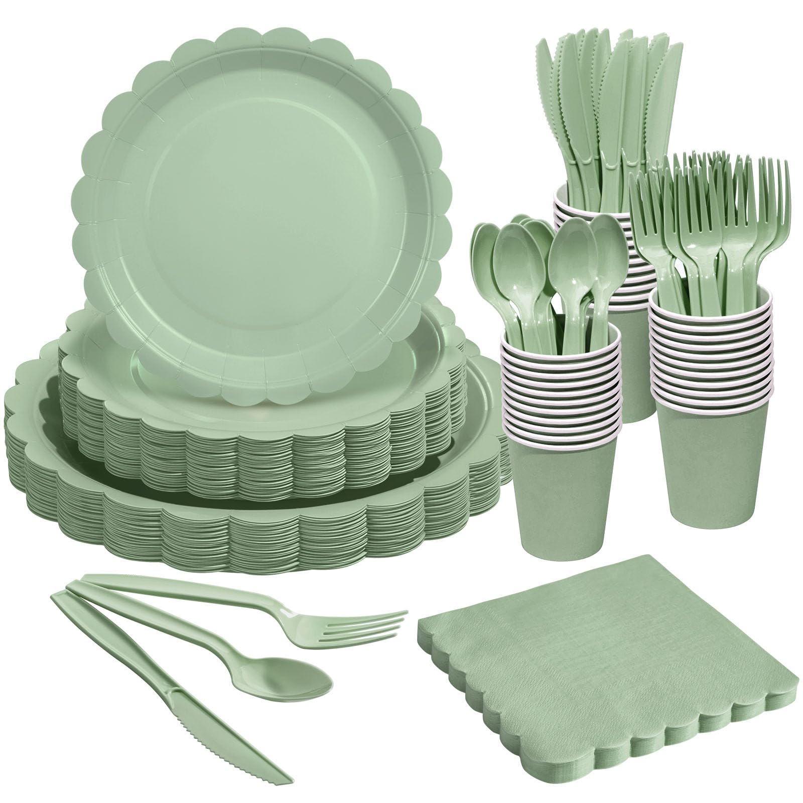 Goodluck Ivory Disposable Plates - 350PCS Party Set -16