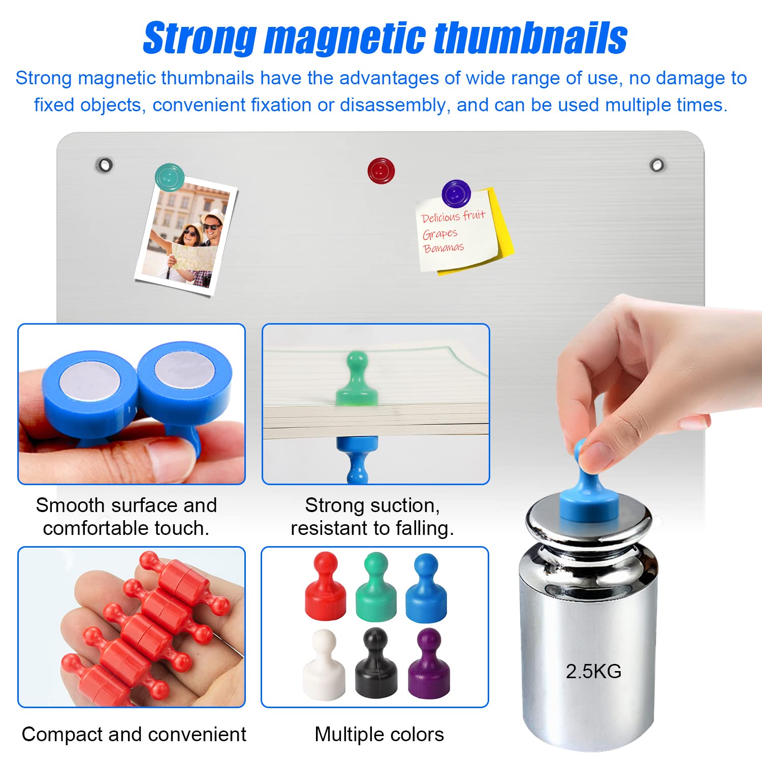 Lot De 42 Magnets Colorés Pour Tableau Blanc Ou Frigo - 11x17mm - 7 Couleurs - Neuf