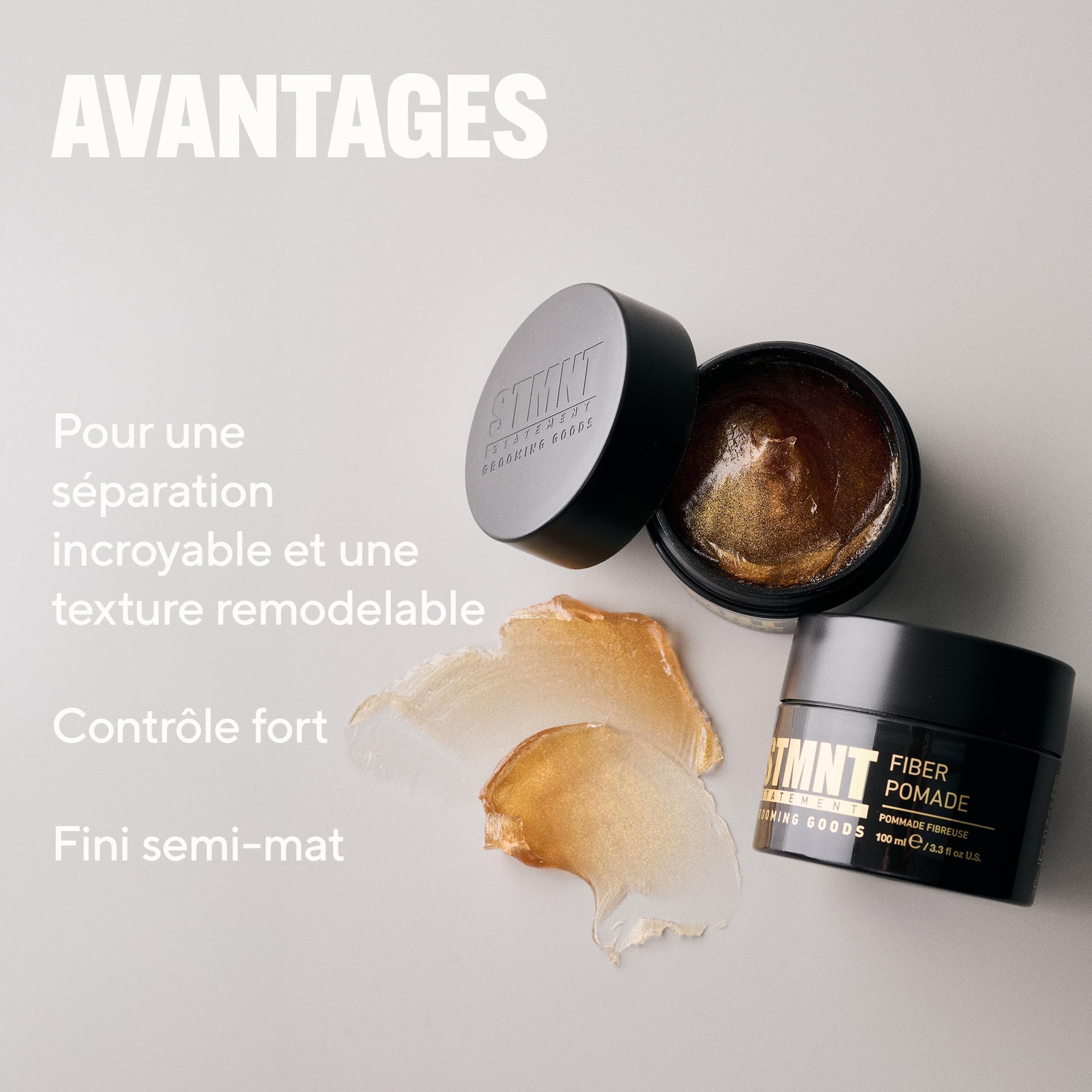 STMNT STATEMENT GROOMING GOODS Pommade en fibre - Tenue forte - Texture extrêmement malléable - Finition semi-mate - Facile à laver