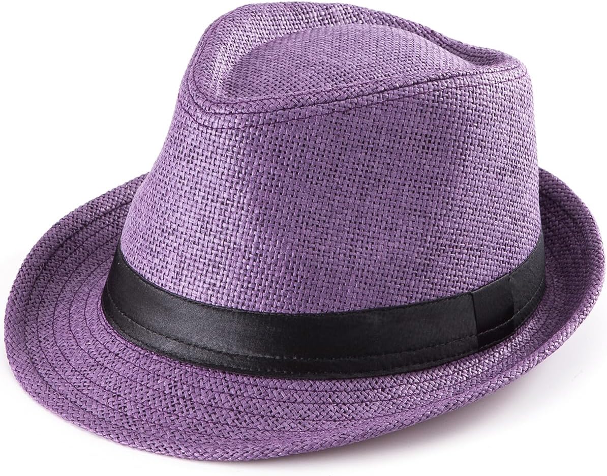 LADYBRO XL Straw Fedora Hats for Men Summer Trilby Beach Travel Panama Casual, 7 1/2