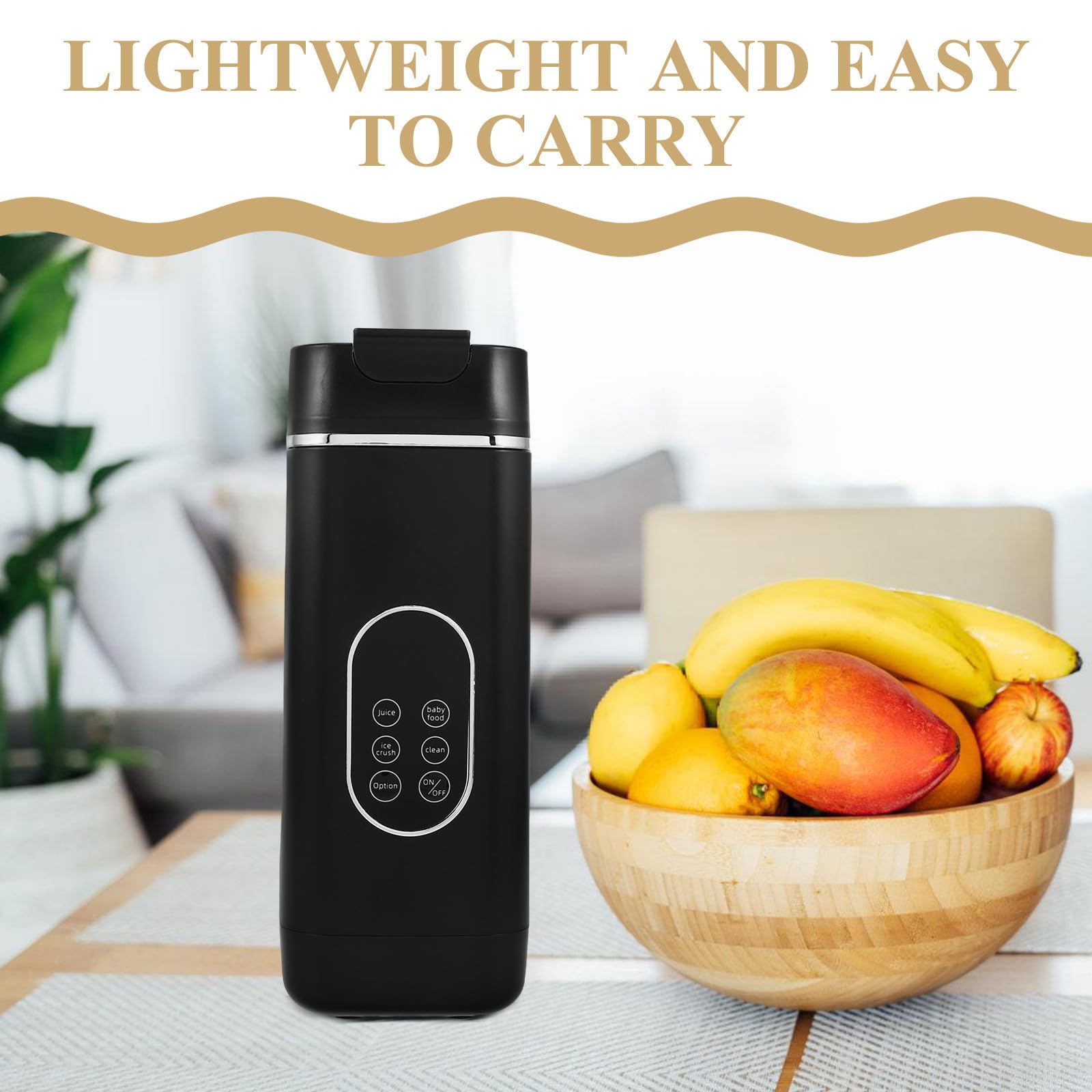 Hemobllo Frullatore Portatile per Smoothie da 420ml con 12 Lame, Ricaricabile Usb, in Plastica Nera, per Viaggi e Uso Domestico