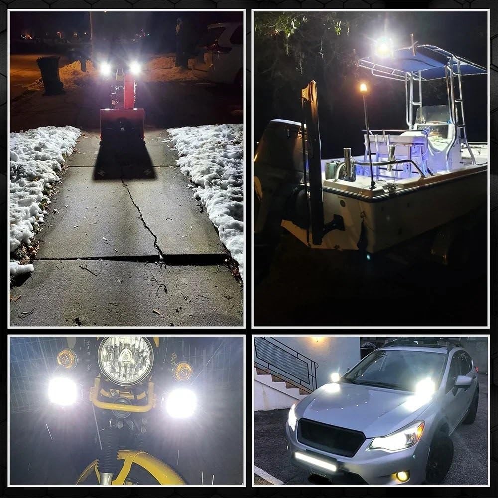 KWEZ Faro Compatible Faros Luces antiniebla auxiliares para moto | El camión ligero de la motocicleta llevó la linterna de las señales de vuelta de los proyectores 30000LM 200W(P4 2 PCS Light)