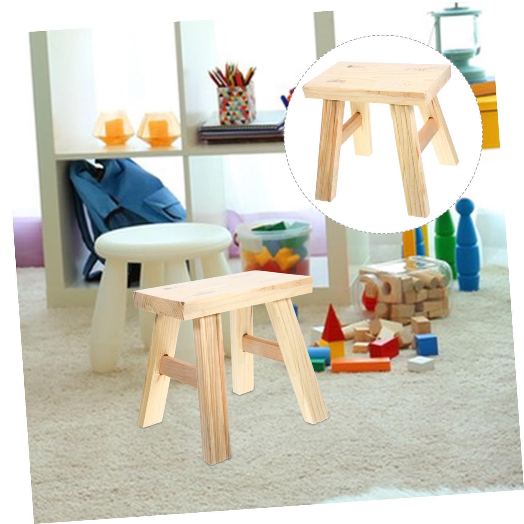 Step ol de madera maciza, ligera y antideslizante, estable para cocina, baño y hogar, ideal para sala de estar y zapatero (mamá marrón)
