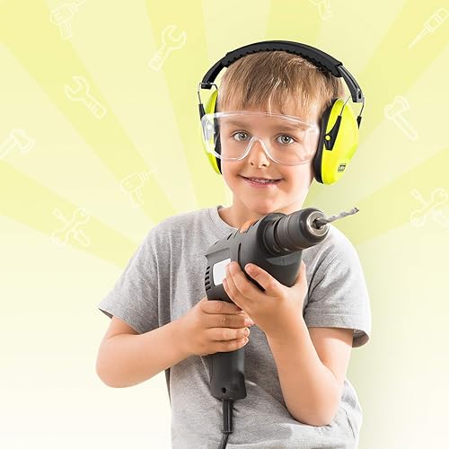 Vista 113 de Orejeras de seguridad con reducción de ruido de 31 dB con diadema ajustable para adultos y niños, protección auditiva, para autismo sensorial, negro