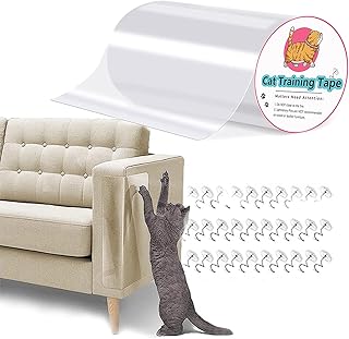 Anti Cat Scratch Tape,Cat Scratch Protector Cat Training Tape, 7.9 Inches x 9.8 Feet,with pins Transparent Clear Cat Scratch Protector Tape, Furniture Protector for Couch, Carpet