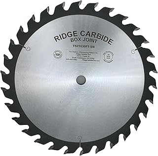 Ridge Carbide 10" 30T Box Joint Rip Table Saw Blade, Straight Top Grind (STR),+20° Hook, 5/8" Bore, Plate Thickness 0.094", Full Kerf (0.125") for Cutting Wood and Sheet Goods