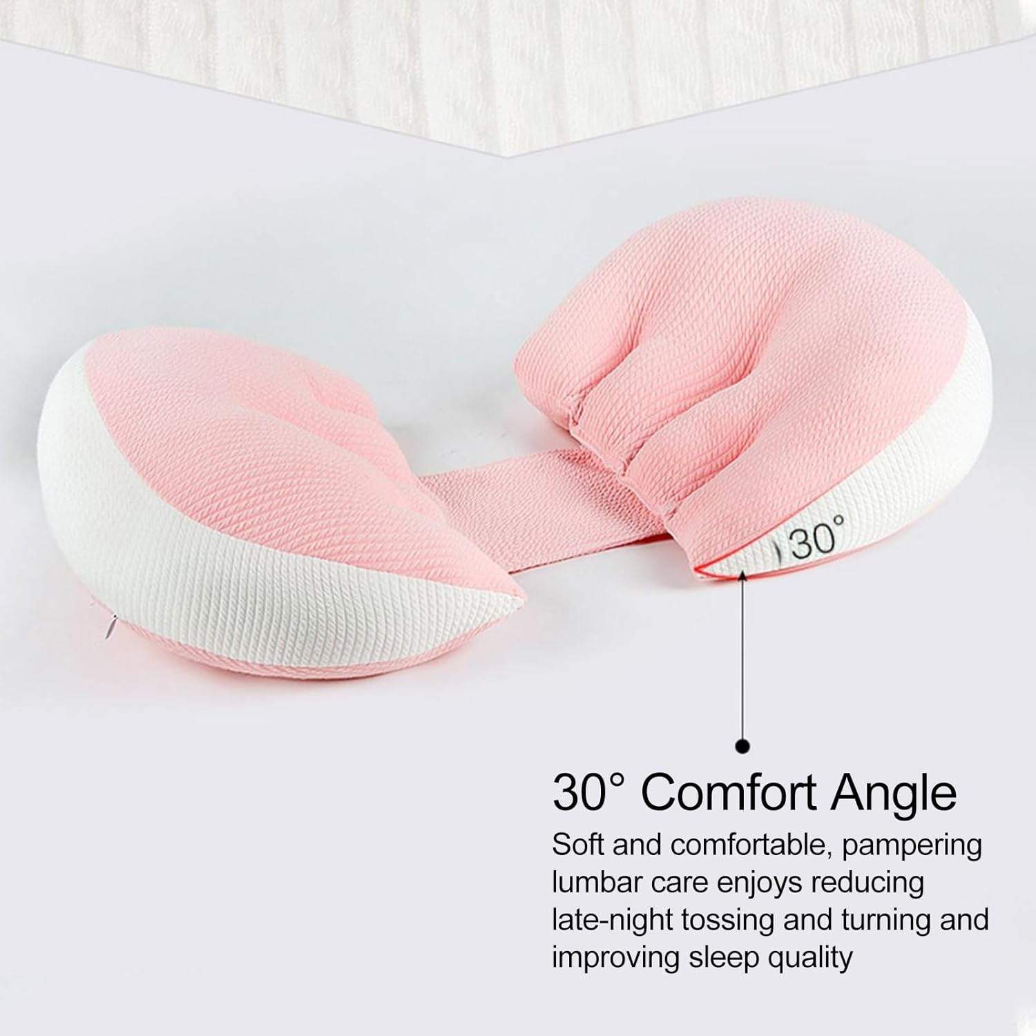 Worparsen Pregnancy Cushion Double-Sided Pillow Super Soft Wear Resistant Zipper Closure Detachable Belly Back Support for Pink
