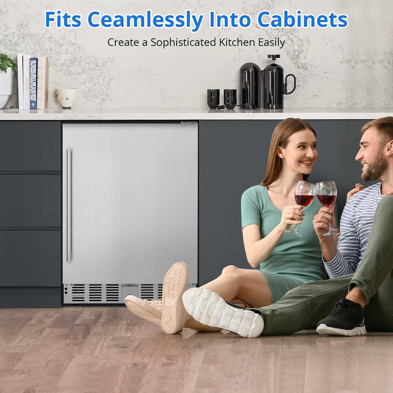 Garvee Beverage Fridge 24 Inch, Stainless Steel Under Counter Beverage Refrigerator 180 Capacity Freestanding Beer Drink Soda Cooler Fridges For Indoor Kitchen, Apart, Office, Home, Supermarket on Fridge.com - View 6