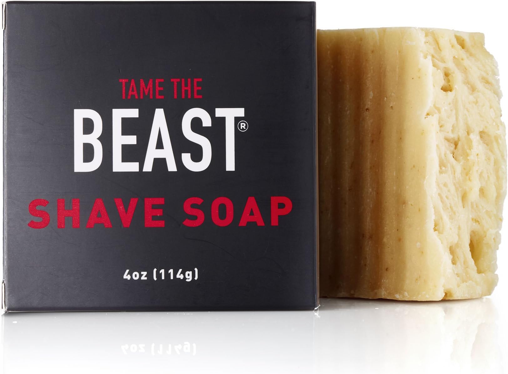 Tame the Beast Vegan Shave Soap - Natural All-in-One Face & Body Bar, Organic Gluten-Free Oatmeal, Bentonite Clay, Lemongrass Oil, Coconut Oil, Rainforest Alliance