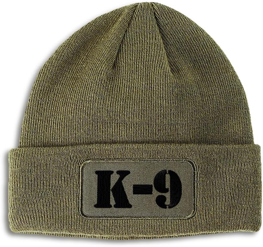 Patch Beanie K-9 Black Embroidery Skull Cap Hats for Men & Women Acrylic Winter Hats One Size
