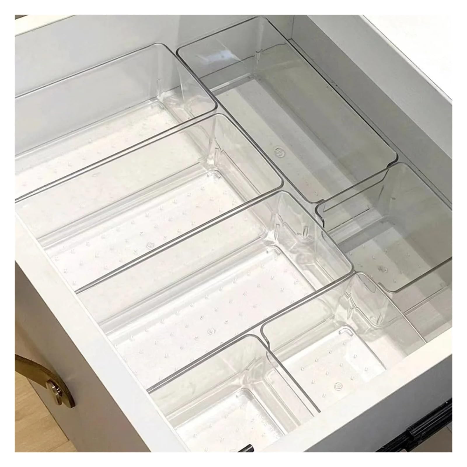 Generico Cassetto for contenitori di plastica trasparente da 3/6 pezzi for stoviglie, cosmetici cancelleria(M 5 Pack)