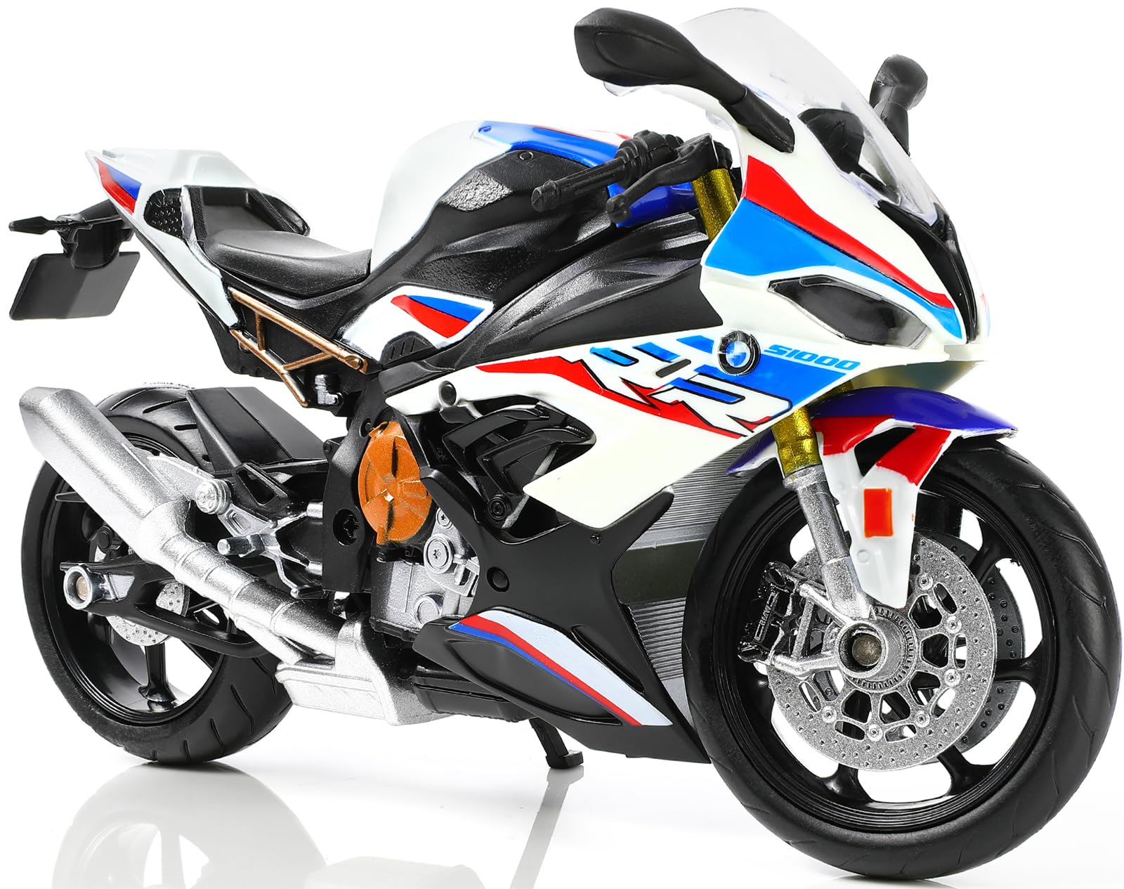 Risopen 1/12 S1000RR Motorcycle Model Toy - Mini Alloy Metal Diecast White Sport Racing Collection Gift for Men, Child, Boy
