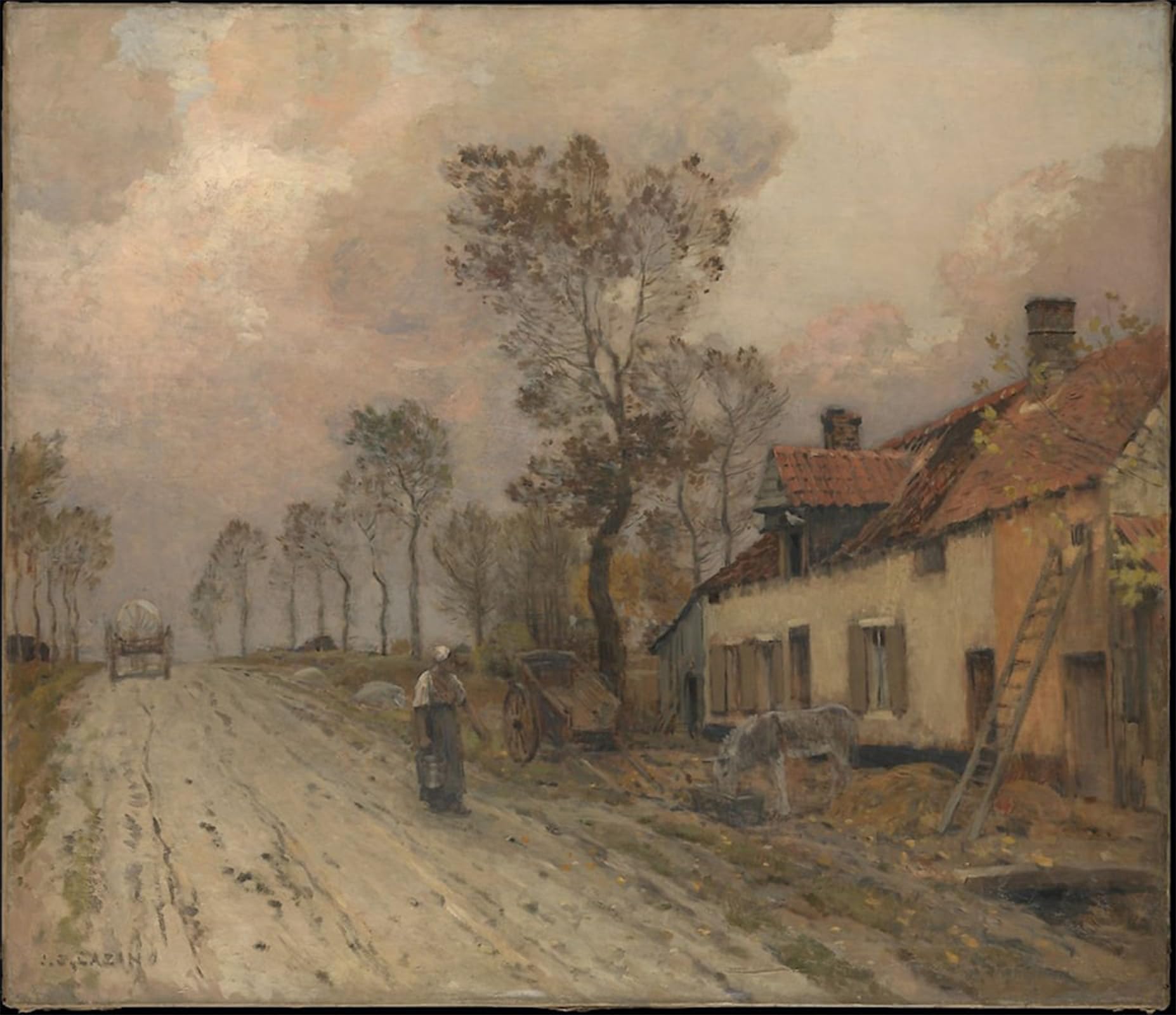 RZHRHJES Abstract Painting Poster Art Print Canvas Print Poster the Route Nationale At Samer by Jean-charles Cazin Landscape Canvas Painting for Home Decor 60x90cm