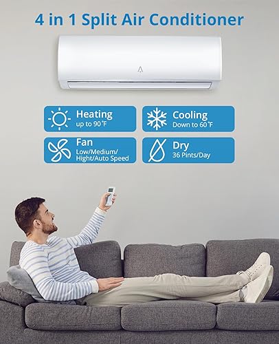 Miniatura 5 de Mini aire acondicionado dividido de 12,000 BTU, 19 SEER2 de aire acondicionado montado en la pared con bomba de calor y kits de instalación,