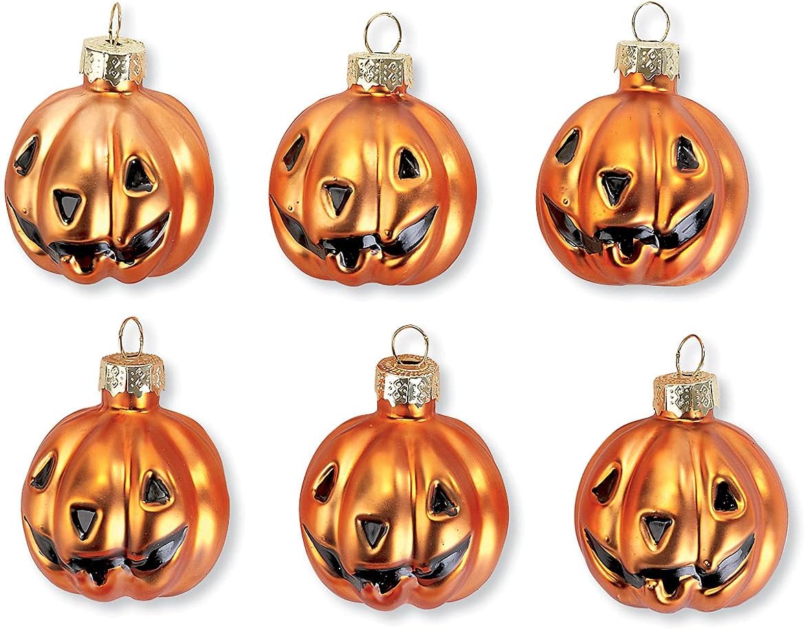 Lillian Vernon Glass Jack-o'-Lantern Halloween Ornaments - Set of 6, Holiday Home Décor - Image 3