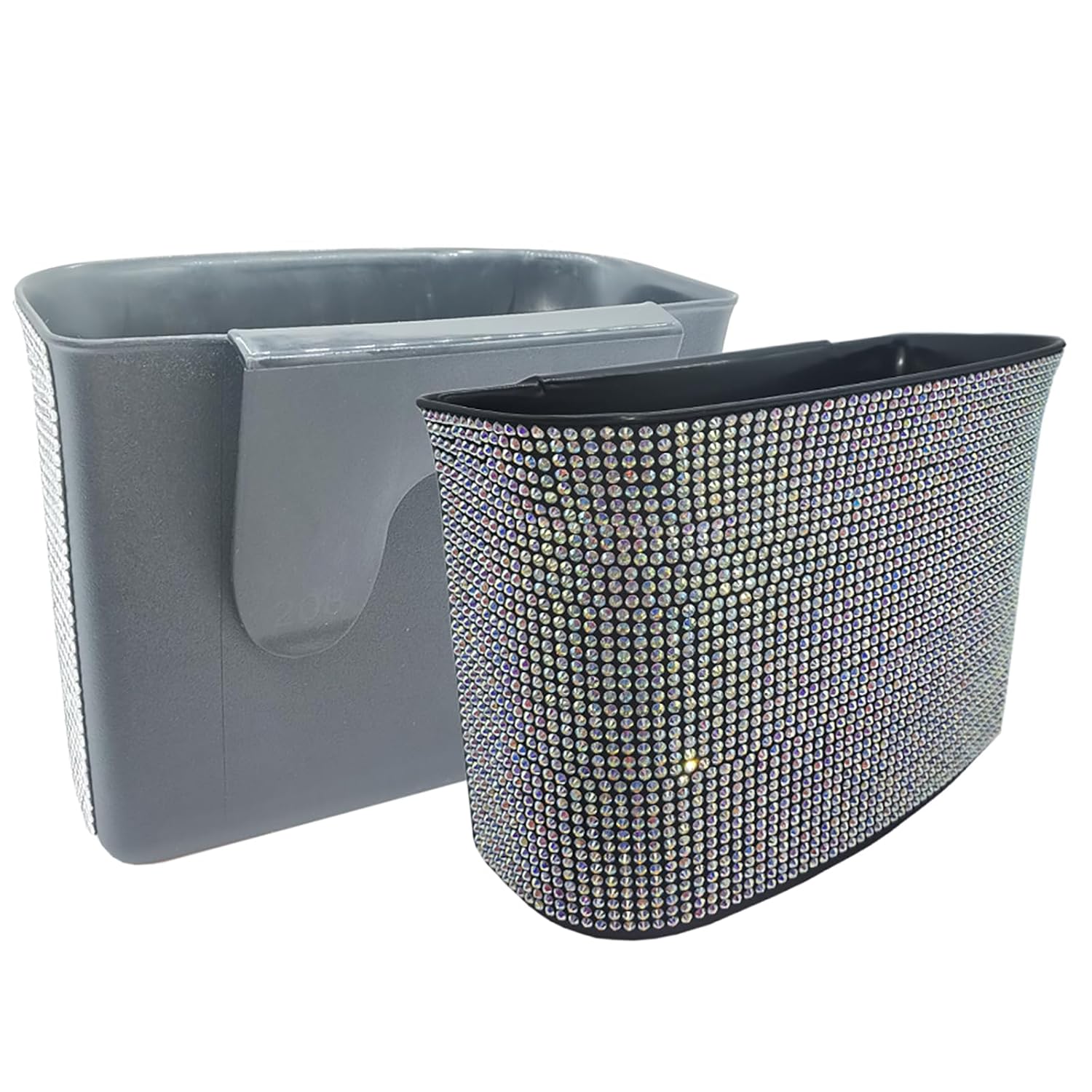 BlingSHD Car Trash Can,Bling Car Garbage Can Container Hanging Wastebasket with Rhinestones
