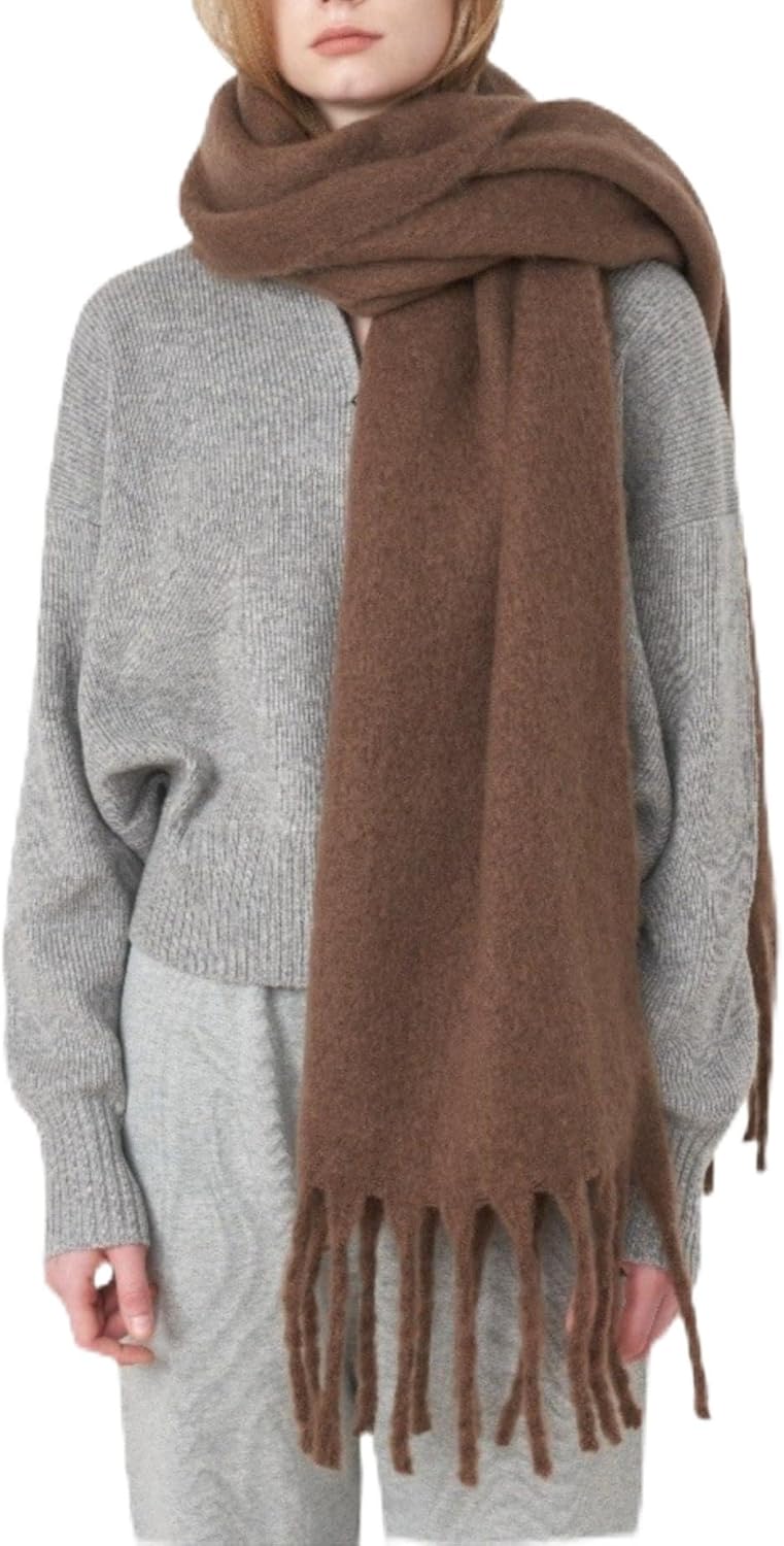 TYHOTULY Chunky Scarf for Women Winter Oversized Thick Warm Tassel Scarves Cold Weather Large Blanket Soft Warm Shawl Wraps
