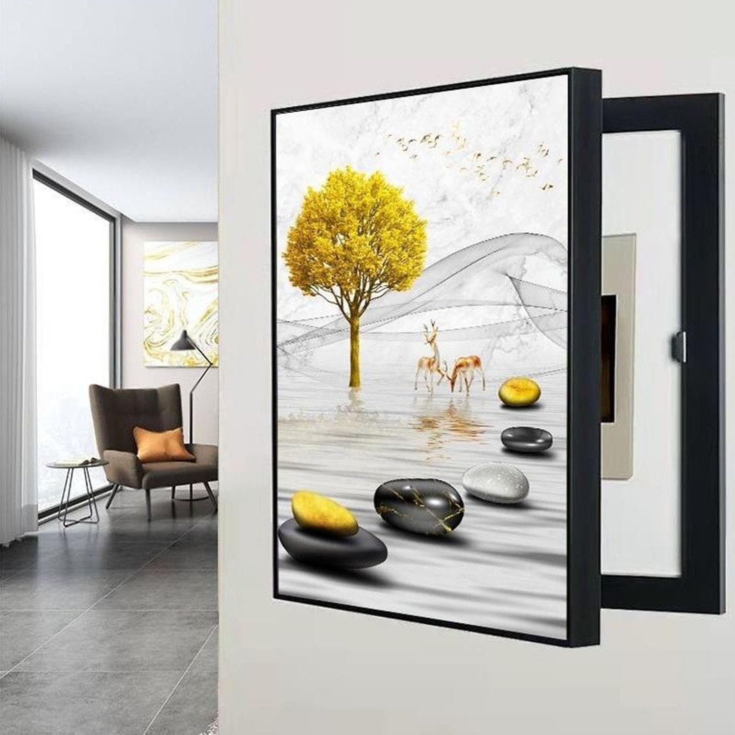 Funda de caja de fusibles decorativa para panel eléctrico, cubierta creativa de caja de interruptores para ocultar y embellecer, 45 x 55 cm, decoración funcional del hogar