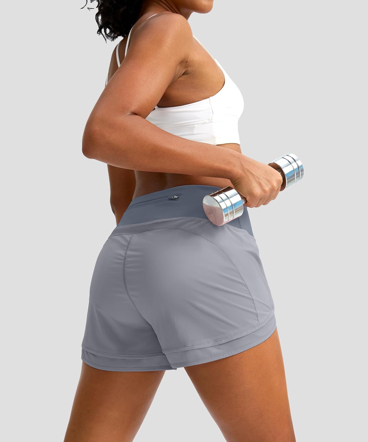 Soothfeel Women's Running Shorts High Waisted Quick-Dry 3 Inch Gym Workout Athletic Shorts for Women with Zipper Pocket - Image 3