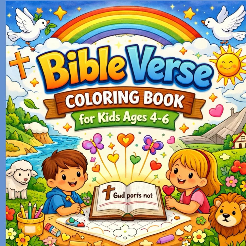 Bible Verse Coloring Book for Ages 4–6: Simple Christian Coloring Pages with Easy Bible Verses, Faith-Based Illustrations, and Positive Values for Little Kids