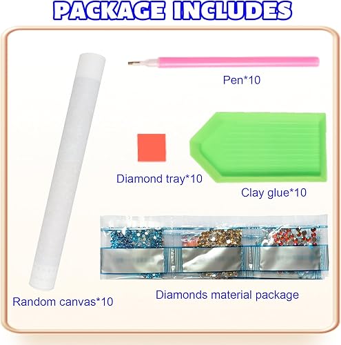 Miniatura 2 de antor Paquete de 10 kits de pintura de diamantes 5D para adultos, juego de arte de diamantes de paisaje de taladro completo, lienzo de pintura de