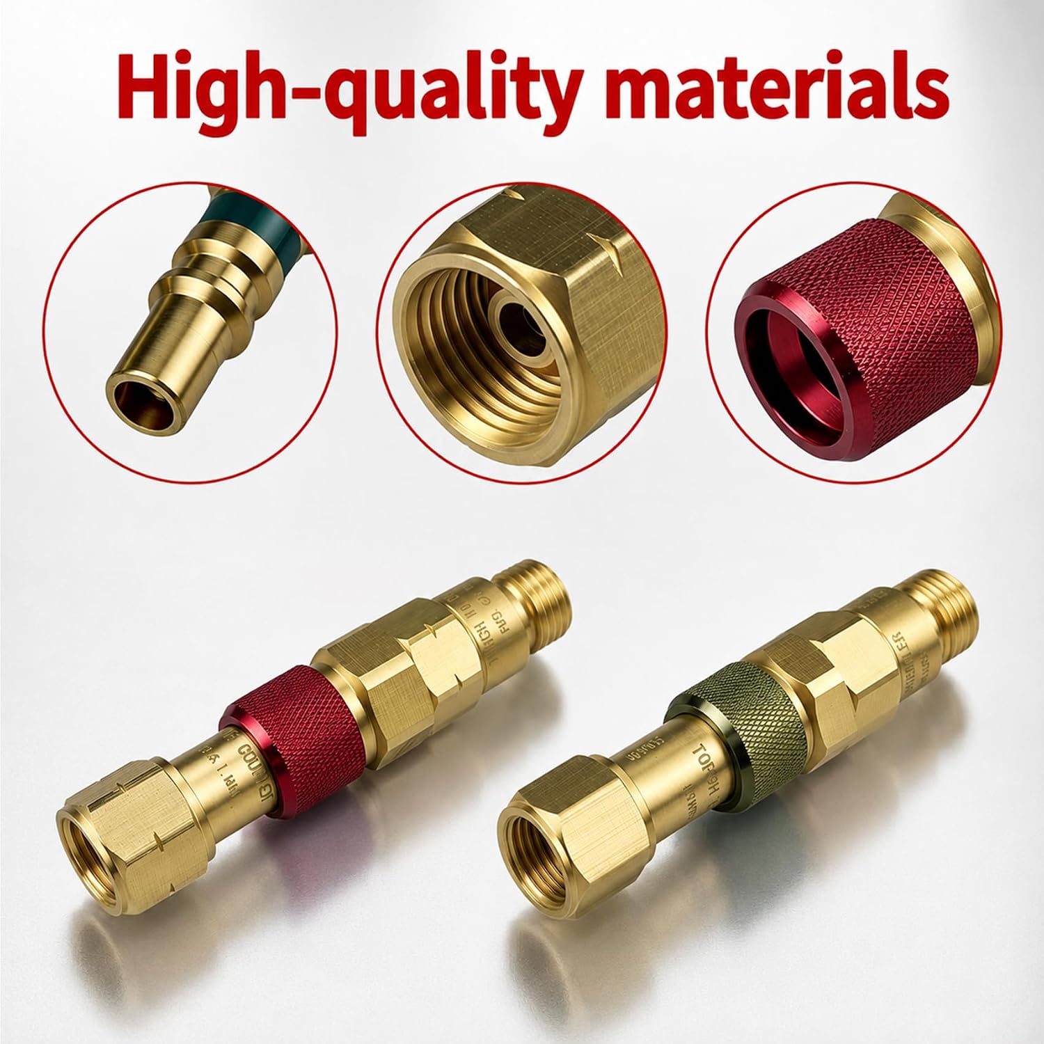 QDB10 Torch To Hose Quick Connect Fittings for Welding Torch, 9/16"B Thread | Oxy Acetylene Quick Connects Set With Check Valves, Disconnect Kits for Welding/Cutting Torch Hoses | Fuel-Red, Oxygen-Green