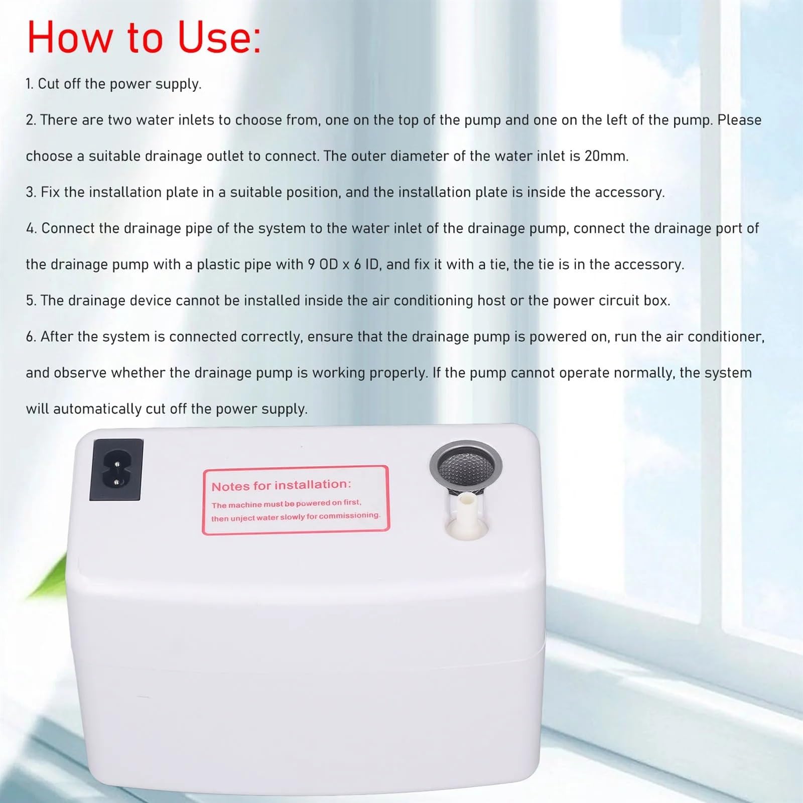 Pompe de Relevage Climatisation, Pompe à condensat Pompe à condensat Pompe de vidan automatique for climatiseur 24 L/h avec boîte de stocka d'eau de 200 ml