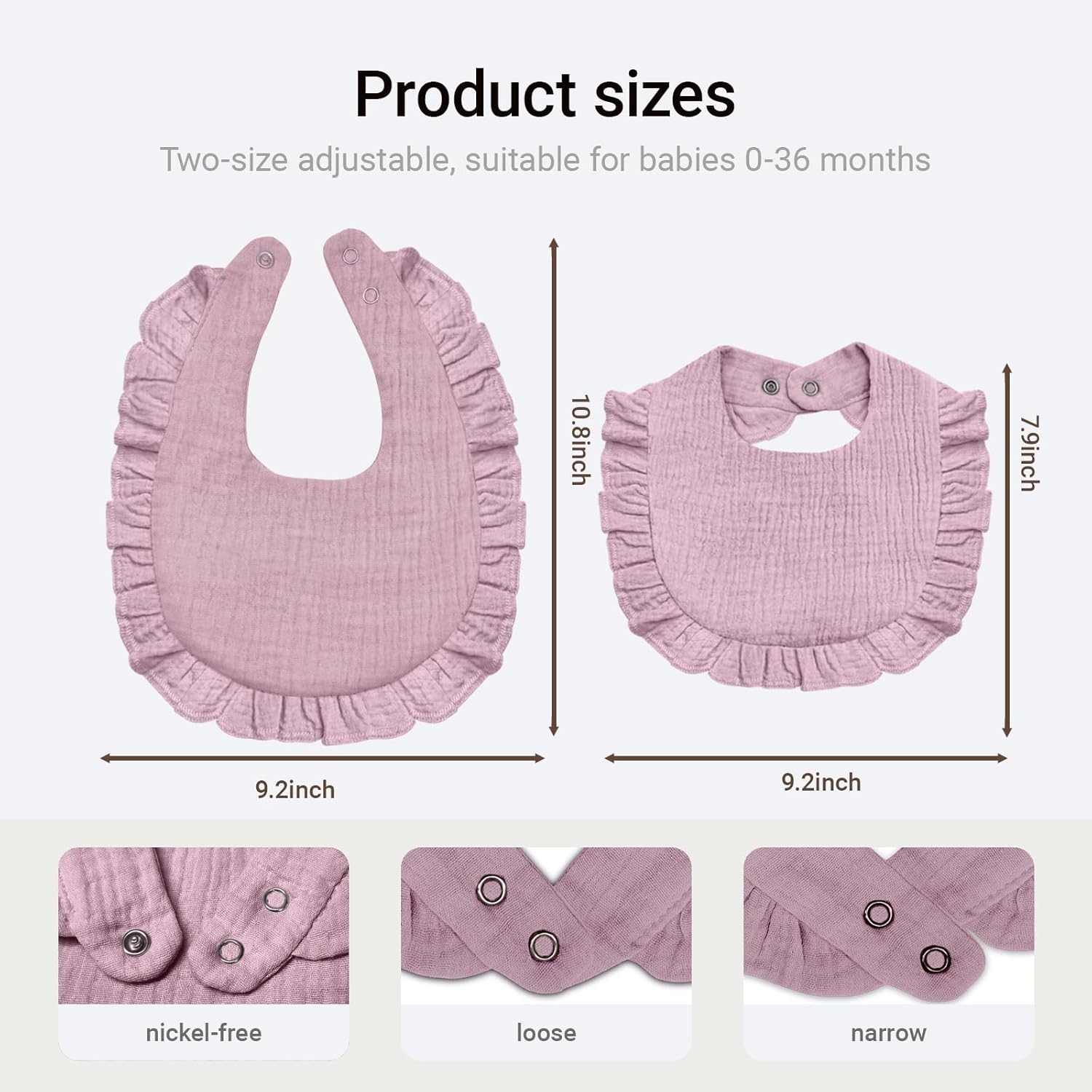 Baby Muslin Bibs,6 Pcs Drool Bandana Bibs for Baby Girl Drooling and Teething,Soft and Absorbent Cotton for Newborn - Image 3