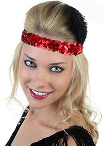 Miniatura 8 de Kenz Laurenz Diademas elásticas de lentejuelas para niñas, niños y mujeres, flapper rugiendo años 20, Great Gatsby de los años 20, banda para el