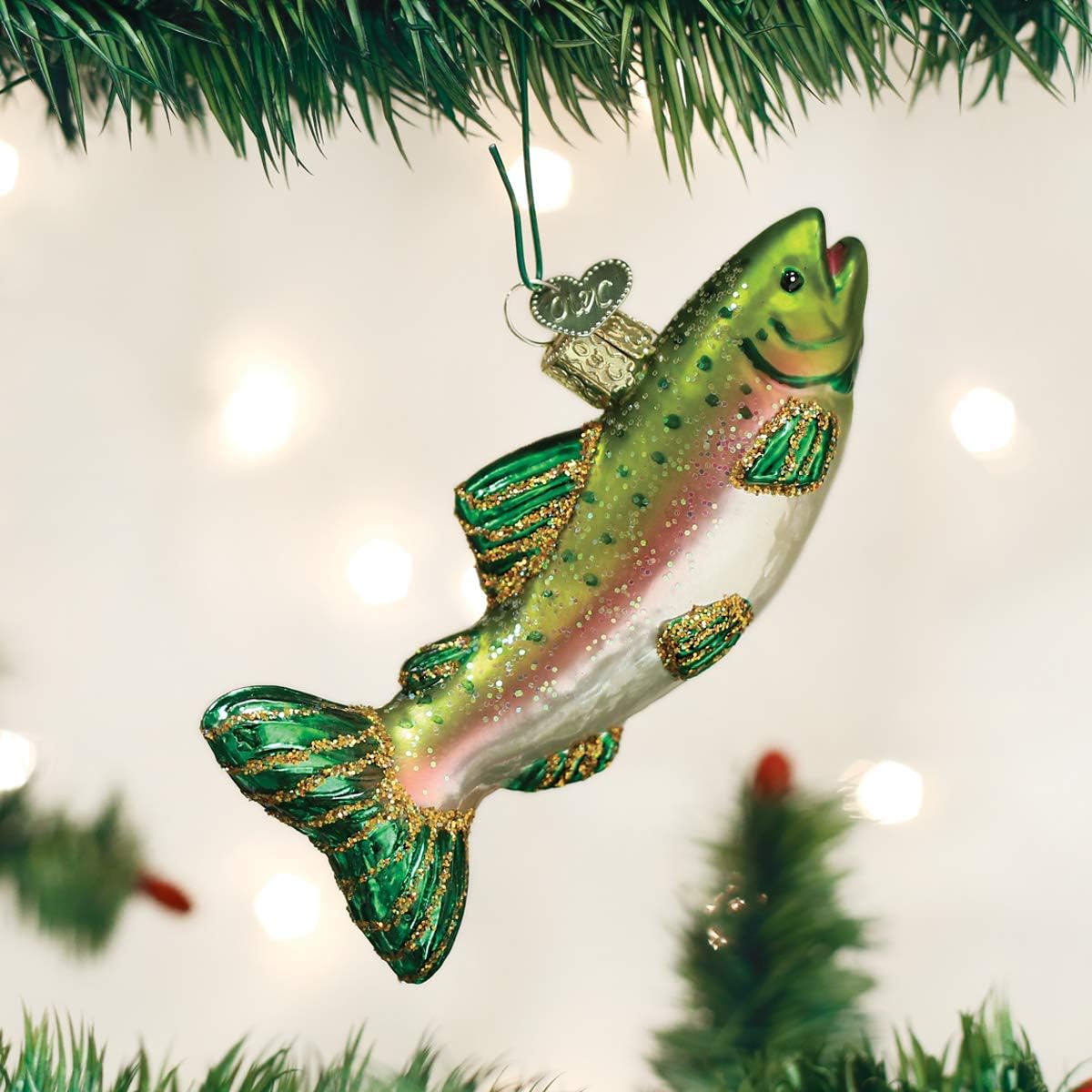 Old World Christmas Fish Collection Glass Blown Ornaments for Christmas Tree Alpine Rainbow Trout 3 x 4.25 - Image 2