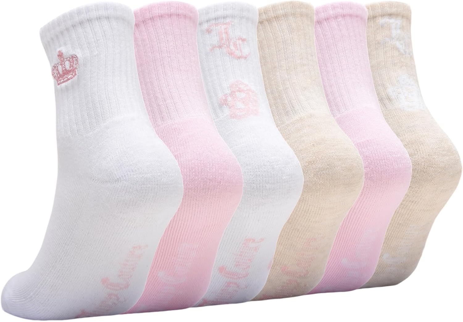 6 Pack Juicy Couture Sequence Juicy HC Shortie Crew Socks