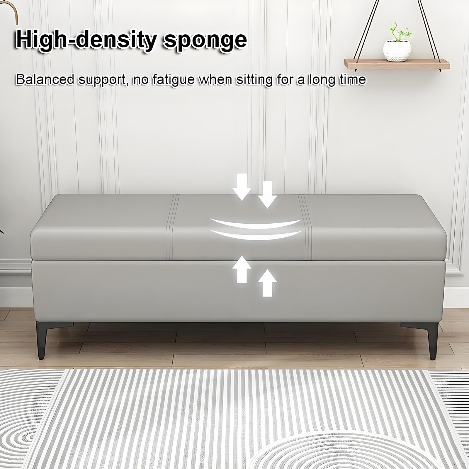 Sitzbank, Sitzbank Mit Stauraum, Sitzbank Mit Stauraum Für Schlafzimmer, Ottomanische Bank Mit Stauraum, Gepolsterte Sitzbank Mit Stauraum Und Sitzgelegenheit Für Schlafzimmer, Wohnzimmer.(Light gray,