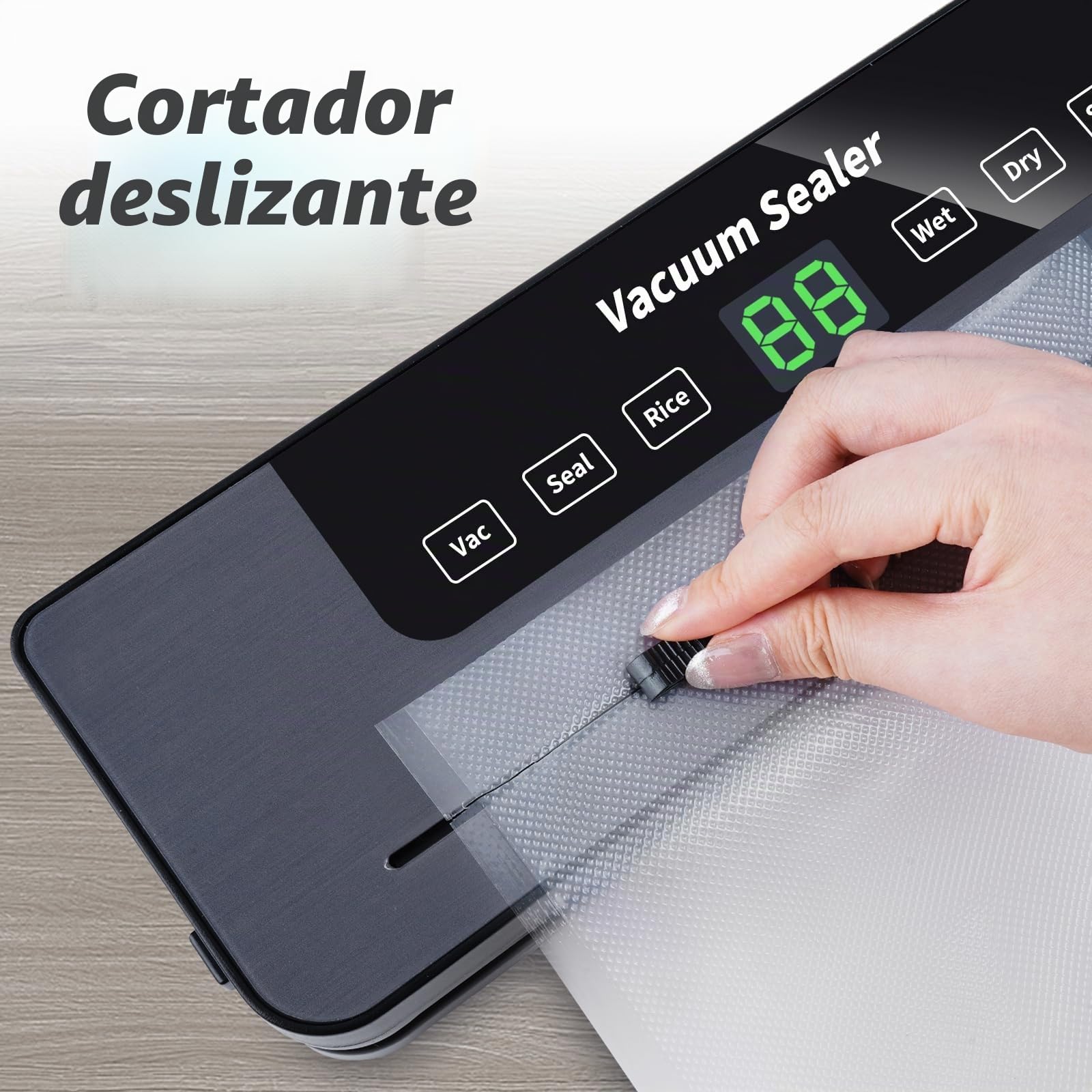 6 en 1 Envasadora al Vacio, Maquina Envasar al Vacío Profesional Modos, 50 bolsa de vacío, Sellador al Vacío Doméstico y Profesional, Cortador Integrado, Modos Seco y Húmedo