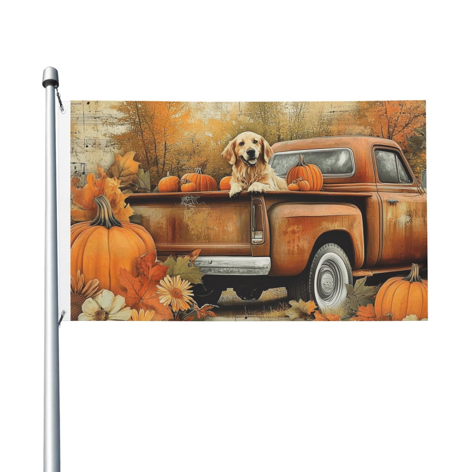 Mexpekil Vintage Punpkin Dog Trunk Flags 5ft X 3ft with Eyelets Double Sided Festival Flag Outdoor Decorative Banner for World Cup Football, Street, Party, Holiday, Home