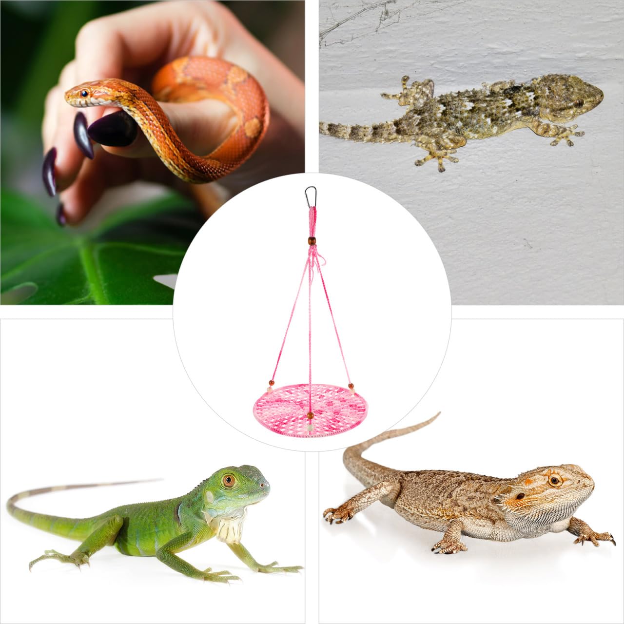 Cotton Rope Lizard Swing Toy Reptile Hammock Hanging Bed for Bearded Dragon Gecko Chinchilla Parrot Small Pets Summer Rest - Image 3