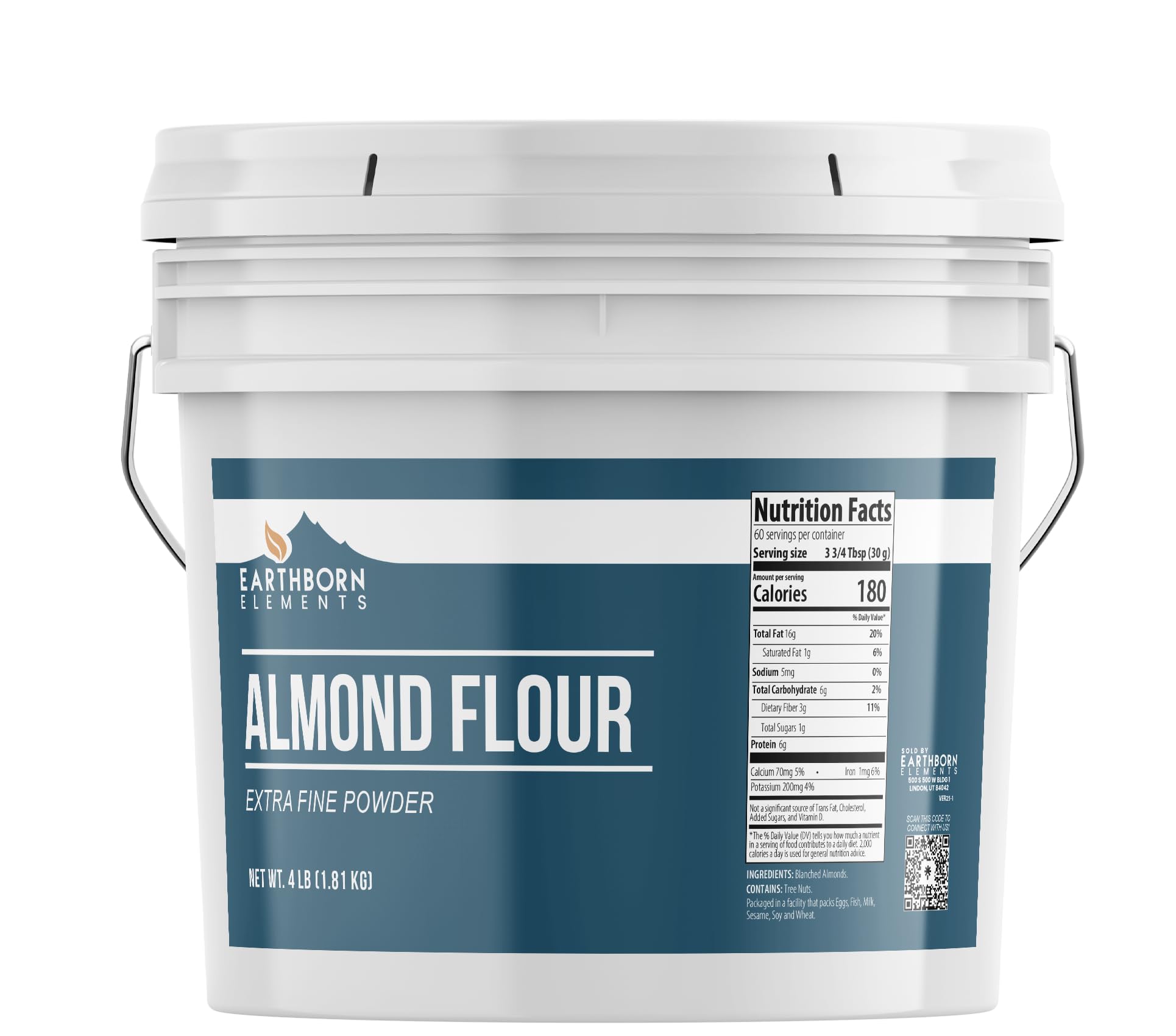 Earthborn Elements Almond Flour 1 Gallon Bucket, Extra Fine Powder, Grown in California
