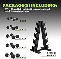 Vista 2 de Hex Weights Dumbbells Set with Rack, 100-550 lb Rubber Coated Dumbbell Sets with Storage, Free Hand Weight for Strength Training, Exercise, Fitness