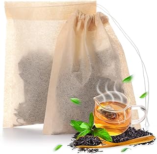 400 Pièces Sachets Filtre à Thé Infuseur à Thé Jetable avec Cordon de Serrage Sacs en Papier à Forte Pénétration Naturels Non Blanchis et Sûrs pour Thé en Vrac et Café, 2,36 x 3,15 Pouces