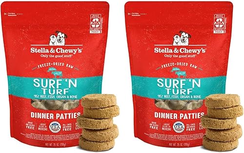 Miniatura 12 de Stella & Chewy's Medallones de Cena Crudos Liofilizados – Receta de Salmón y Carne de Res Surf 'N Turf – Alimento para Cachorros y Perros Alto