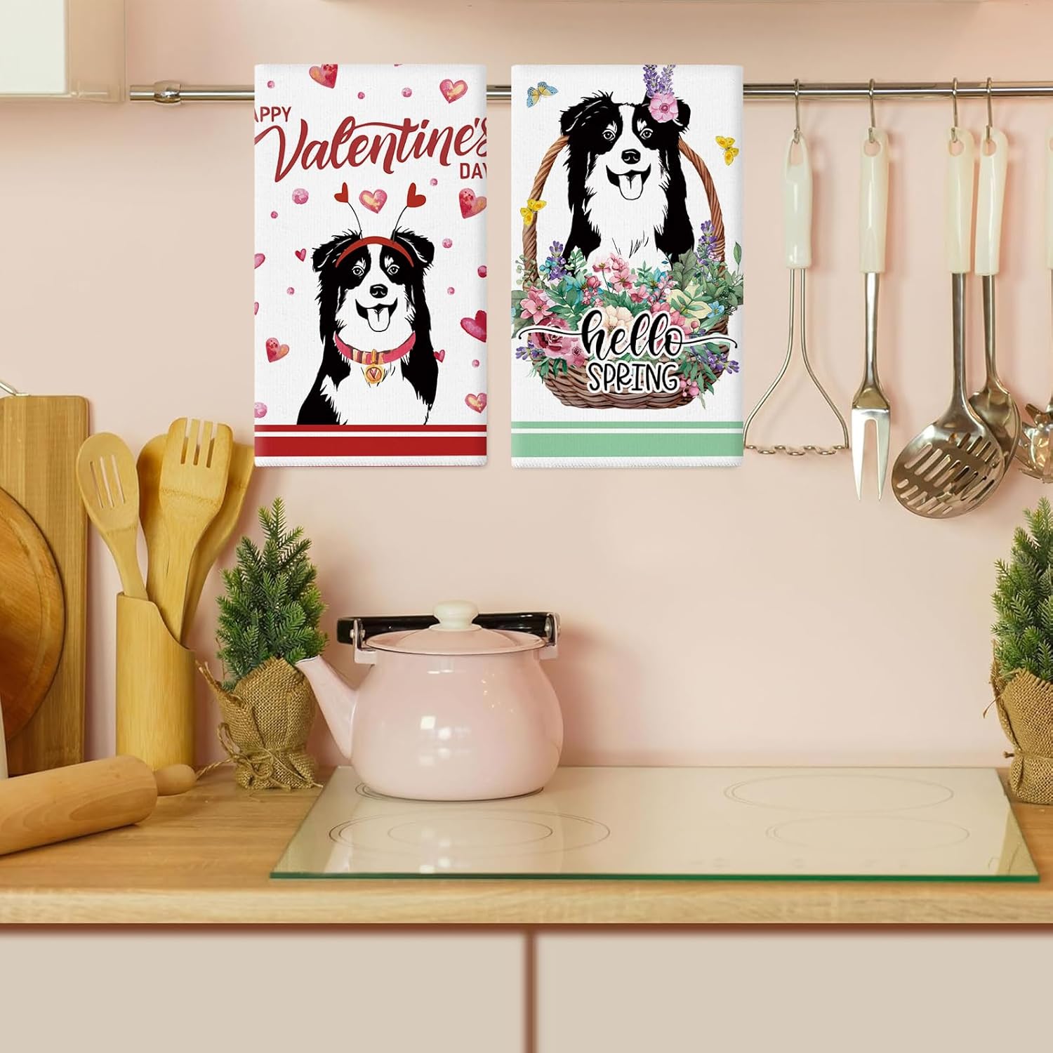 11 Pcs Australian Shepherd Kitchen Towels 14x21 Inch Puppy Dog Dish Towels Seasonal Christmas Mother Day Gift Holiday Hand Towels for Home Kitchen Bathroom Decoration - Image 3