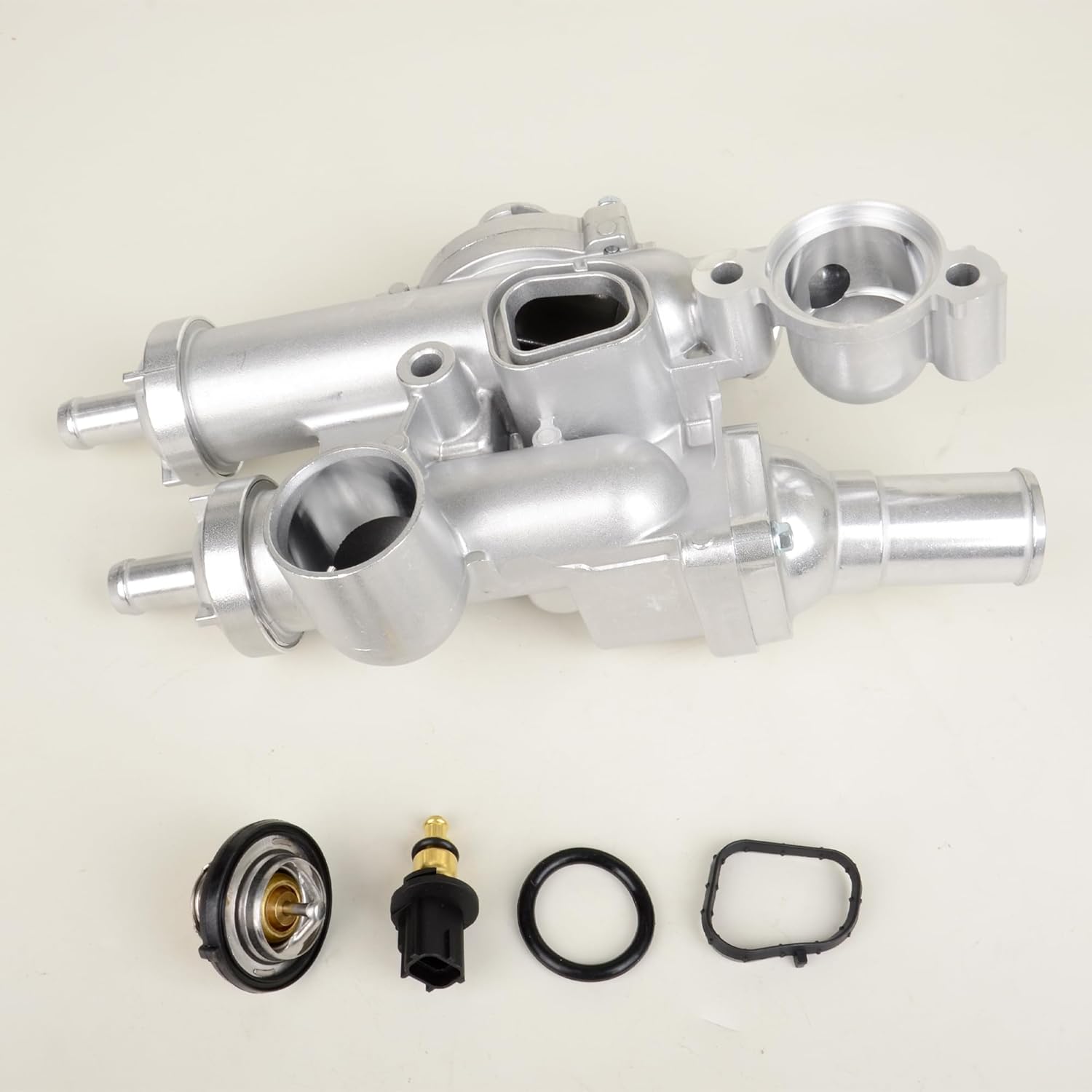 Aluminum Thermostat Housing Assembly W/Sensor 68003582AB Compatible with Compass/Patriot/Sebring/Avenger/Caliber/Journey Replace 902319 4884873AA 55111017AC