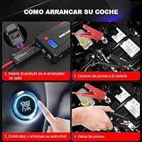 DINKALEN DN100 Hordozható Autós Bikázó 800A, Powerbank Funkcióval, 7.0L Benzin/5.5L Dízel Motorokhoz, LED Lámpával, Fekete-Piros 5