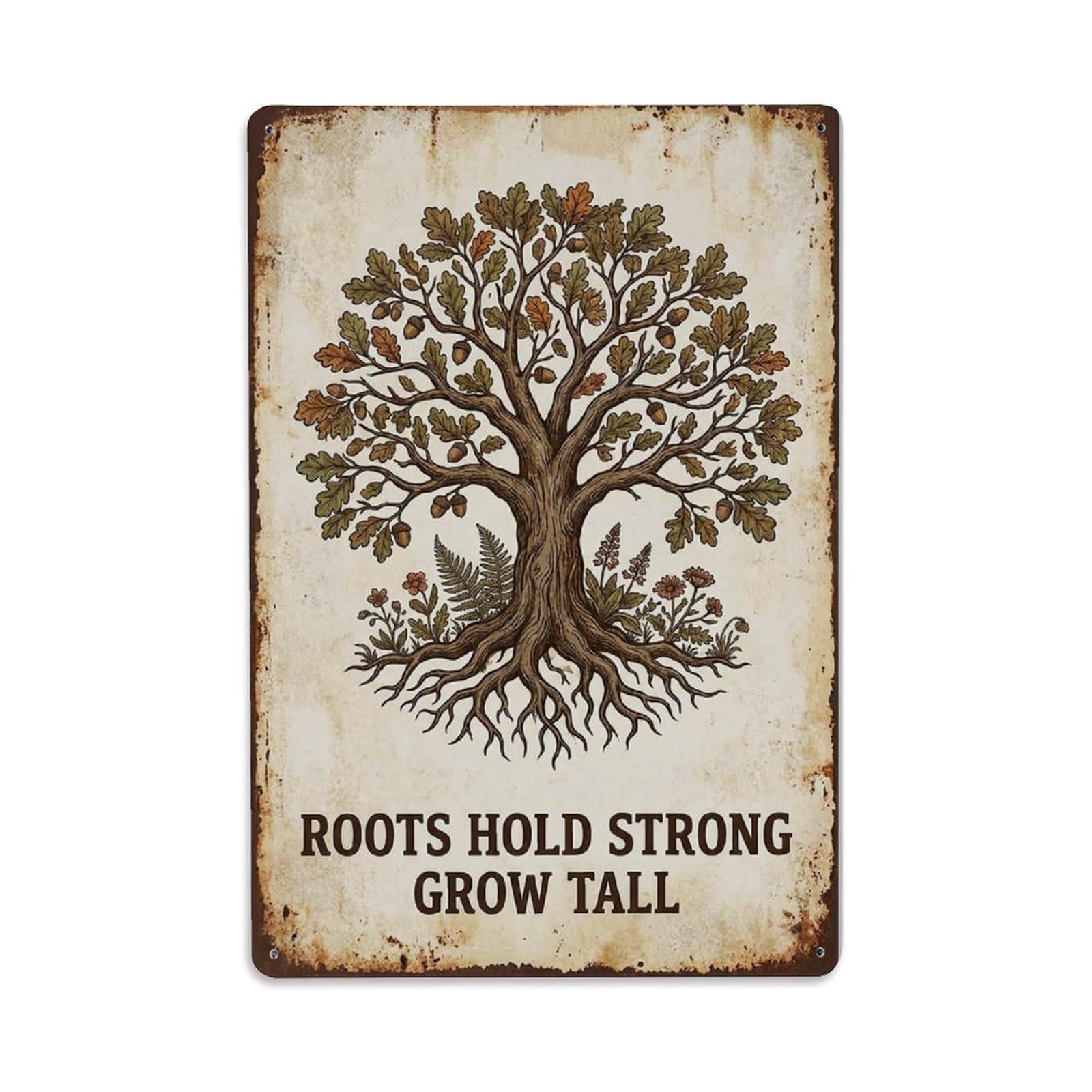 Roots Hold Strong Grow Tall Metal Tin Sign