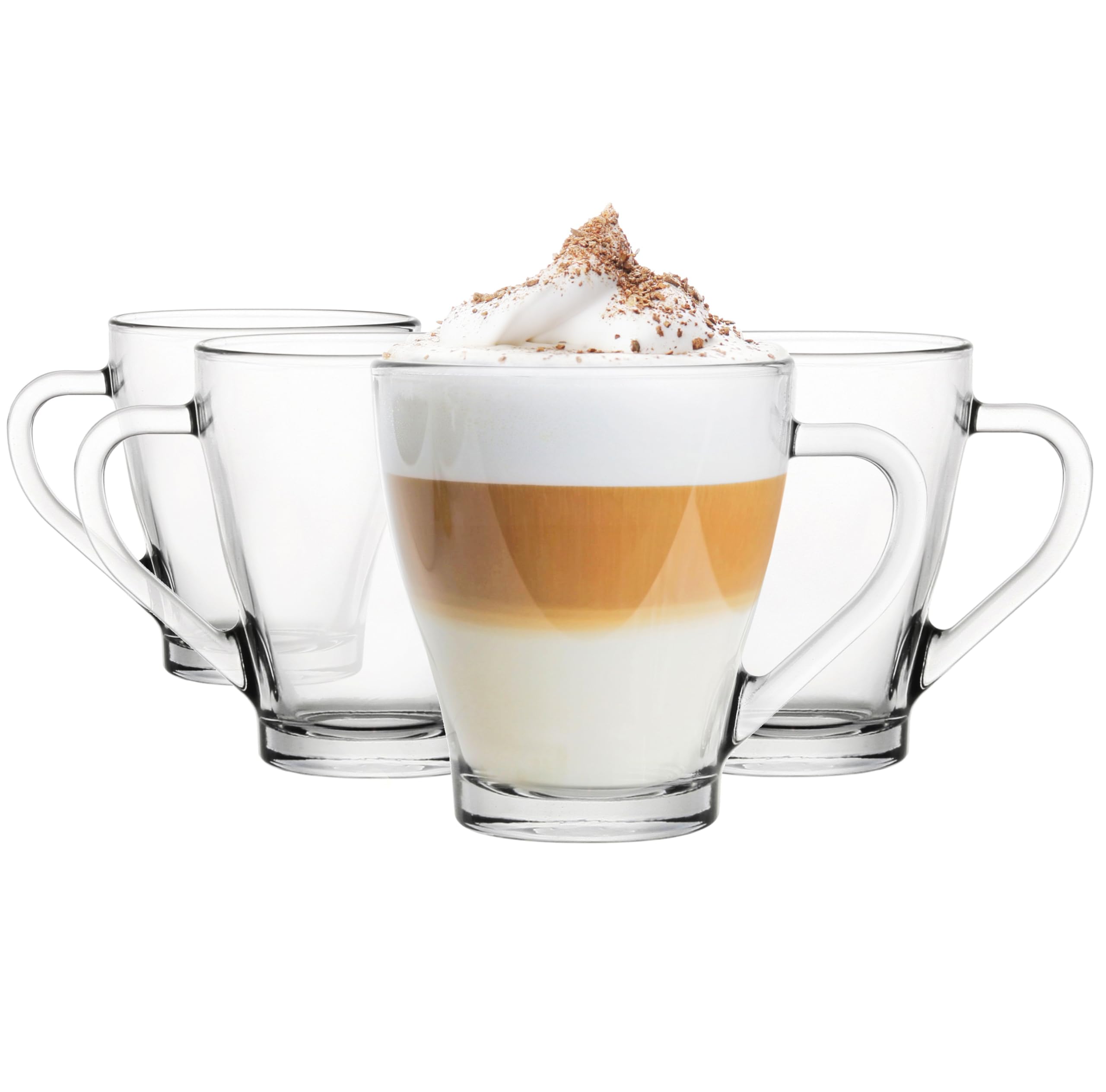 Glasmark KROSNO 1992 Glass Set Coffee Glasses with Handle Cup 4-Piece 200 ml Coffee Cup Drinking Cups Tea Cups Dishwasher Safe
