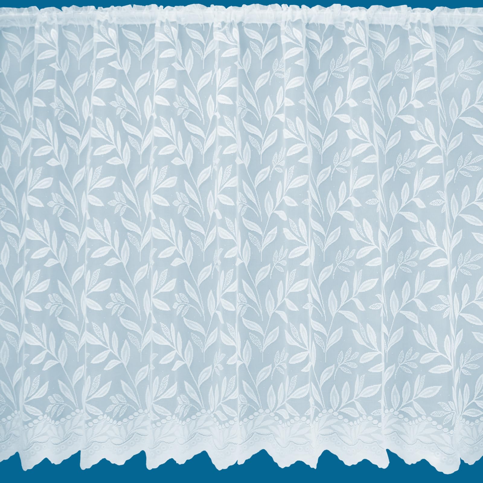 Netcurtainsuk White Autumn Trailing Leaf Pattern Net Curtains In - Sold By The Metre (Drop: 107Cm (42"))