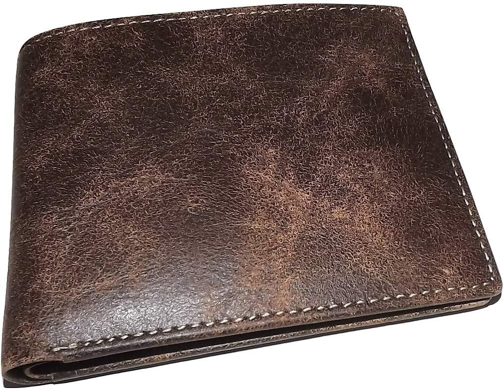 Baglioni Italia Men's Vintage Aviator Leather Bifold Passcase Wallet Brown